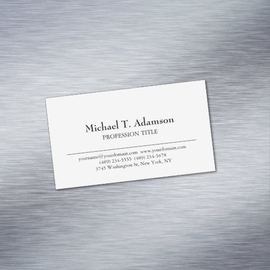 レトロスタイルプレエレガントインシンプルホワイト マグネット名刺 (インサイチュ)