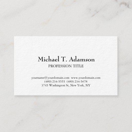 レトロスタイルプレエレガントインシンプルホワイト 名刺 (正面)