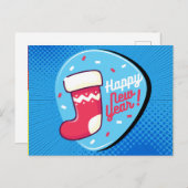 レトロスタイルポップ・アートのアートハッピーニューイヤー ポストカード (正面/裏面)