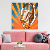 レトロスタイルマイク キャンバスプリント (インサイチュ (リビング))