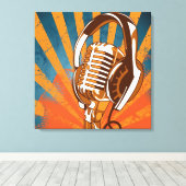 レトロスタイルマイク キャンバスプリント (インサイチュ (ウッドフロア))