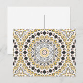 レトロスタイルマスタードイエロー&ブラックメダリオン ポストカード (正面/裏面)