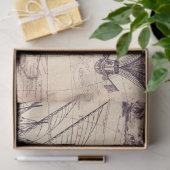 レトロスタイルマップパターン、ワールドマップテーマ 薄葉紙 (ギフト)