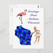 レトロスタイルマディソンウィスコンシン州マップポストカード ポストカード (正面/裏面)