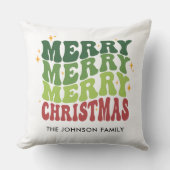 レトロスタイルメリークリスマスファミリー名 クッション (正面)