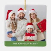 レトロスタイルメリーメリークリスマスフォト セラミックオーナメント (裏面)