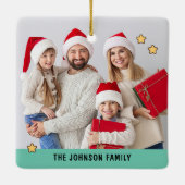 レトロスタイルメリーリトルクリスマスフォト セラミックオーナメント (裏面)