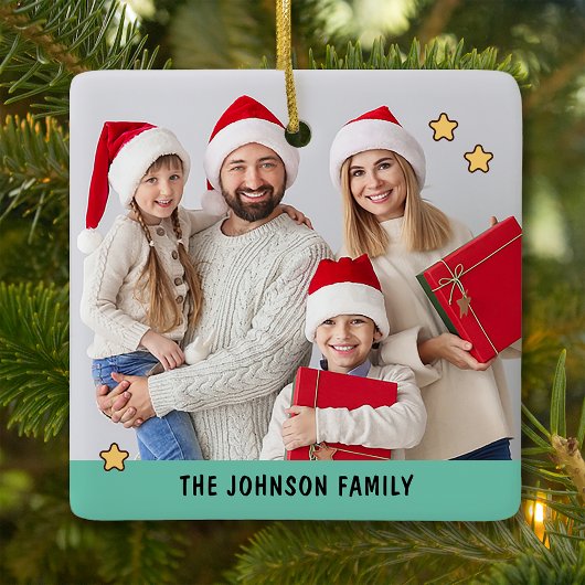 レトロスタイルメリーリトルクリスマスフォト セラミックオーナメント