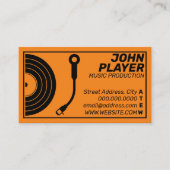 レトロスタイルレコードプレーヤーオレンジ 名刺 (正面)