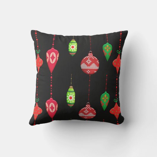 レトロスタイルレッドグリーンオーナメントクリスマス アウトドアクッション (裏面)