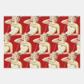 レトロスタイルレディ ラッピングペーパーシート (正面2)