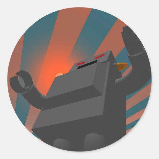 レトロスタイルロボット4シール ラウンドシール (正面)