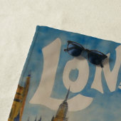 レトロスタイルロンドンイングランドウォーターカラーアート ビーチタオル (インサイチュ)