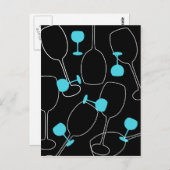 レトロスタイルワイングラスデザイン ポストカード (正面/裏面)