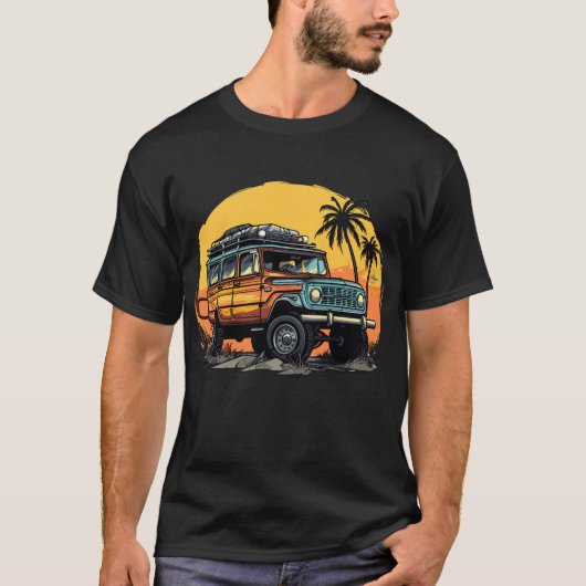 レトロスタイルヴィンテージルックファーディング冒険4x4 tシャツ (正面)