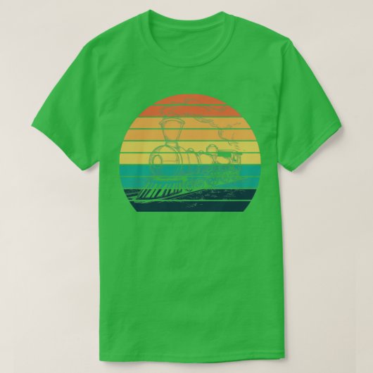 レトロスタイル列車イラストレーションギフト Tシャツ (デザイン正面)