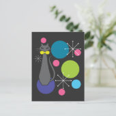 レトロスタイル原子時代ミッドセンチュリーカッコいい猫 ポストカード (スタンド正面)