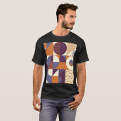 レトロスタイル幾何学的パターンデザイン Tシャツ (正面フル)