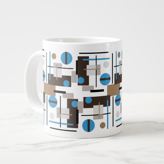 レトロスタイル抽象デザインパターン ジャンボコーヒーマグカップ (正面左)