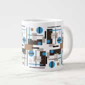 レトロスタイル抽象デザインパターン ジャンボコーヒーマグカップ (正面右)
