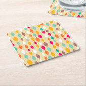 レトロスタイル抽象芸術パターン スクエアペーパーコースター (アングル)