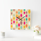 レトロスタイル抽象芸術パターン スクエア壁時計 (ホーム)