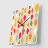 レトロスタイル抽象芸術パターン スクエア壁時計 (傾斜)