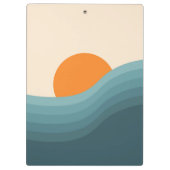 レトロスタイル抽象芸術夕日の風景 クリップボード (裏面)