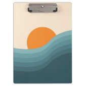 レトロスタイル抽象芸術夕日の風景 クリップボード (正面)