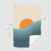 レトロスタイル抽象芸術夕日の風景 ゴルフタオル (インサイチュ)