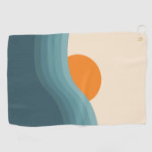 レトロスタイル抽象芸術夕日の風景 ゴルフタオル (横)