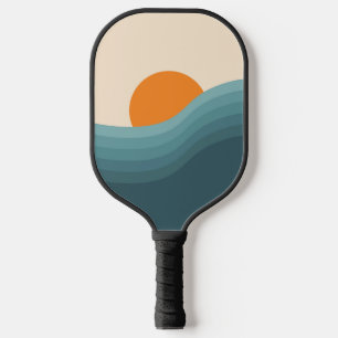 レトロスタイル抽象芸術夕日の風景 ピックルボールラケット