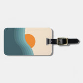 レトロスタイル抽象芸術夕日の風景 ラゲッジタグ (正面横)