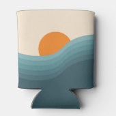 レトロスタイル抽象芸術夕日の風景 缶クーラー (裏面)