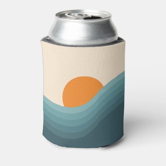 レトロスタイル抽象芸術夕日の風景 缶クーラー (缶裏面)