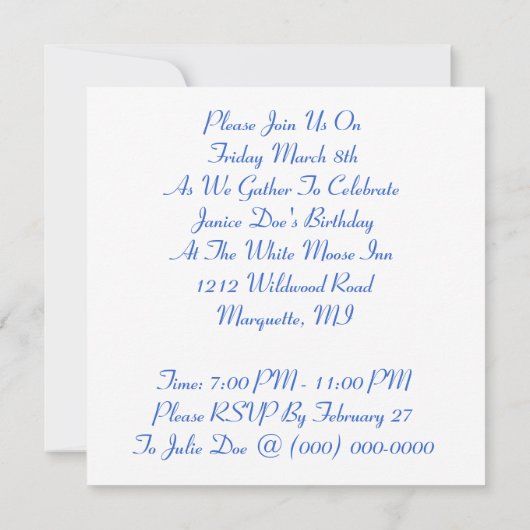 レトロスタイル提供お誕生日ケーキパーティの招待状 招待状 (裏面)