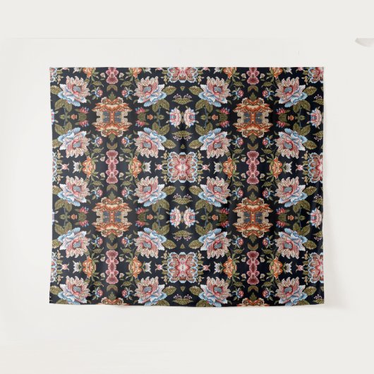 レトロスタイル数々の着色フローラオーナメント タペストリー (正面(横))