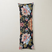 レトロスタイル数々の着色フローラオーナメント ボディピロー (裏面 (縦))