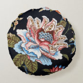 レトロスタイル数々の着色フローラオーナメント ラウンドクッション (裏面)