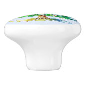 レトロスタイル水色クリスマスツリーデザイン セラミックノブ (側面)