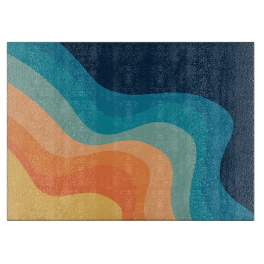 レトロスタイル波装飾 カッティングボード (正面)