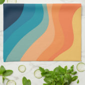 レトロスタイル波装飾 キッチンタオル (折り畳み)