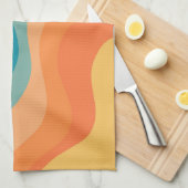 レトロスタイル波装飾 キッチンタオル (四つ折り)