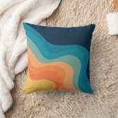 レトロスタイル波装飾 クッション (ブランケット)