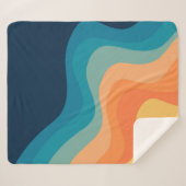 レトロスタイル波装飾 シェルパブランケット (正面(横))