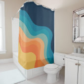 レトロスタイル波装飾 シャワーカーテン (インサイチュ)