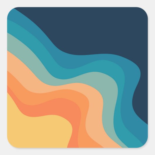 レトロスタイル波装飾 スクエアシール (正面)