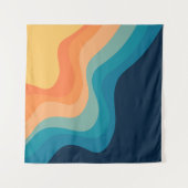 レトロスタイル波装飾 タペストリー (正面(横))