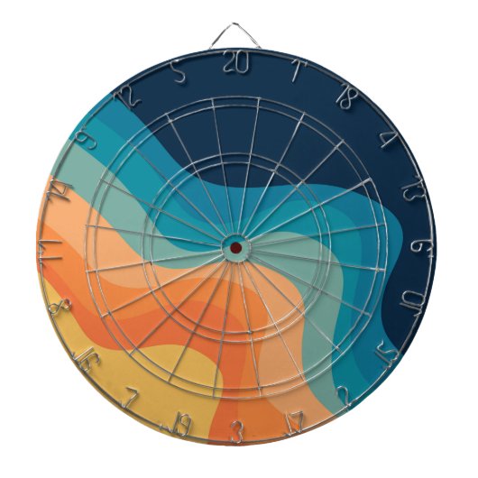 レトロスタイル波装飾 ダーツボード (正面)
