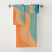 レトロスタイル波装飾 バスタオルセット (インサイチュ)